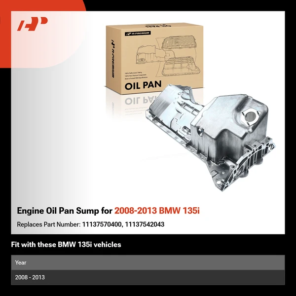 Engine Oil Pan Sump for 2008-2013 BMW 135i