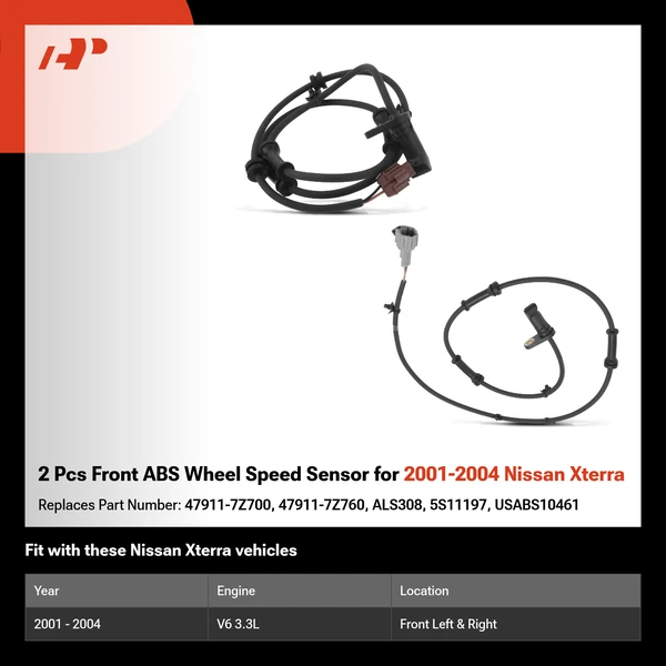 2 Pcs Front ABS Wheel Speed Sensor for 2001-2004 Nissan Xterra