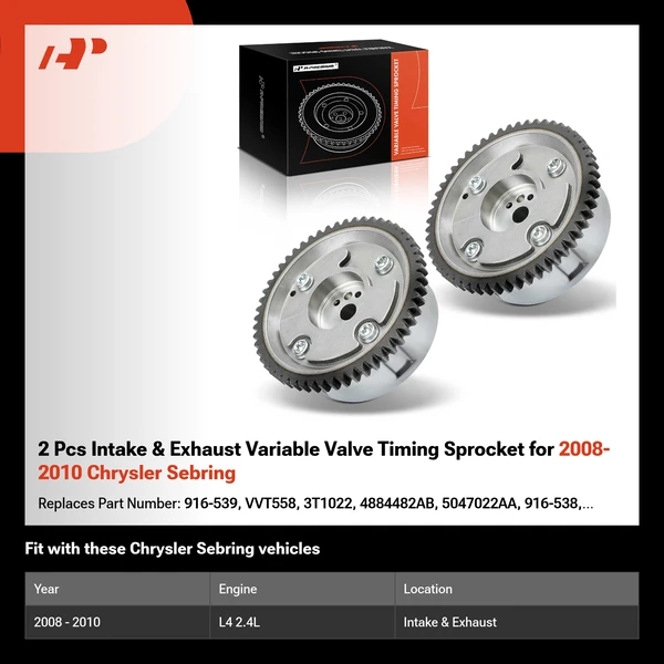 2 Pcs Intake & Exhaust Variable Valve Timing Sprocket for 2008-2010 Chrysler Sebring