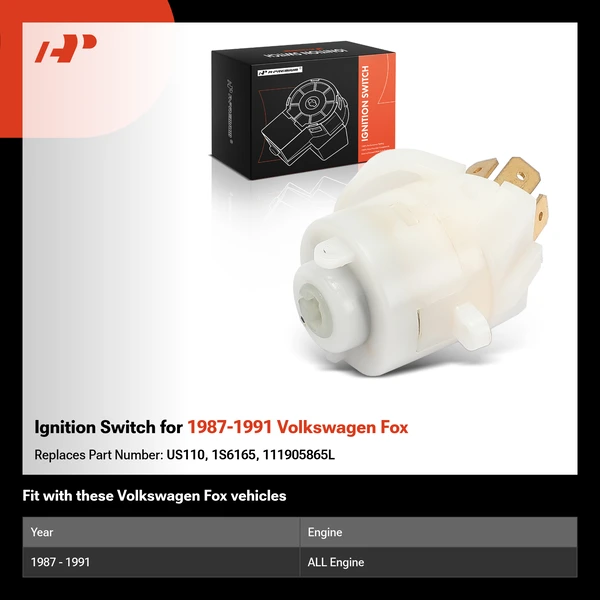 Ignition Switch for 1987-1991 Volkswagen Fox