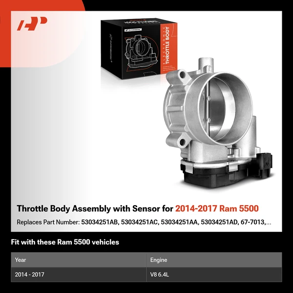 Throttle Body Assembly with Sensor for 2014-2017 Ram 5500