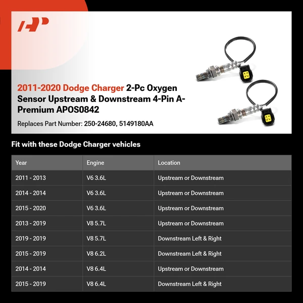 2011-2020 Dodge Charger 2-Pc Oxygen Sensor Upstream & Downstream 4-Pin A-Premium APOS0842