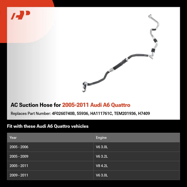 AC Suction Hose for 2005-2011 Audi A6 Quattro