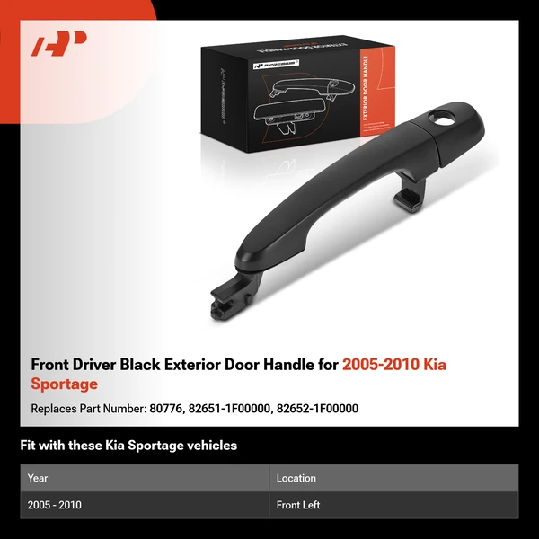 Front Driver Black Exterior Door Handle for 2005-2010 Kia Sportage