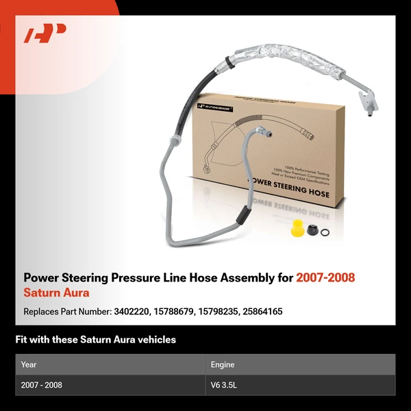 Power Steering Pressure Line Hose Assembly for 2007-2008 Saturn Aura