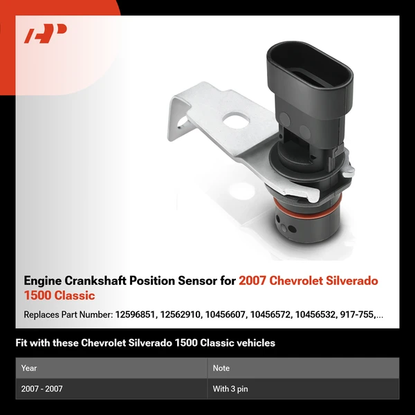 Engine Crankshaft Position Sensor for 2007 Chevrolet Silverado 1500 Classic