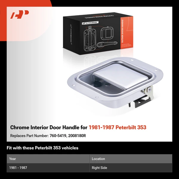Chrome Interior Door Handle for 1981-1987 Peterbilt 353