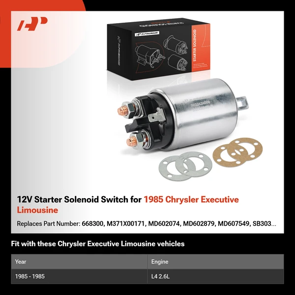 12V Starter Solenoid Switch for 1985 Chrysler Executive Limousine