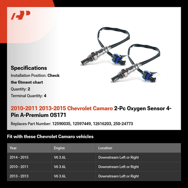 2010-2011 2013-2015 Chevrolet Camaro 2-Pc Oxygen Sensor 4-Pin A-Premium OS171