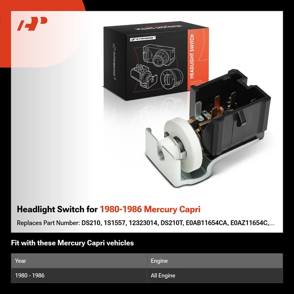 Headlight Switch for 1980-1986 Mercury Capri
