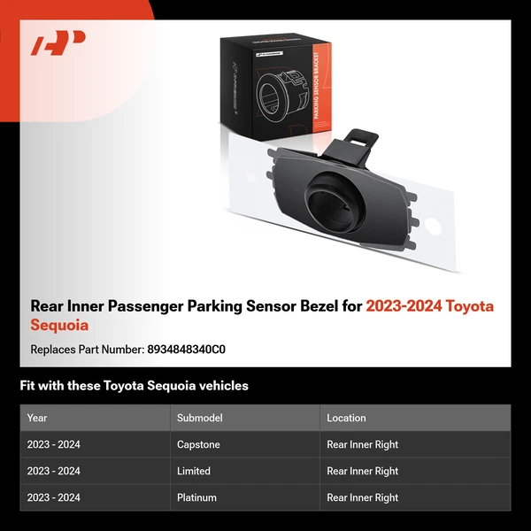 Rear Inner Passenger Parking Sensor Bezel for 2023-2024 Toyota Sequoia