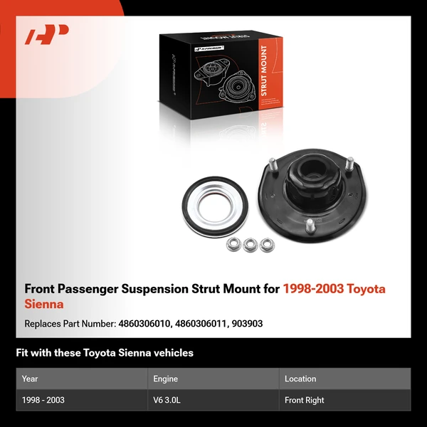 Front Passenger Suspension Strut Mount for 1998-2003 Toyota Sienna