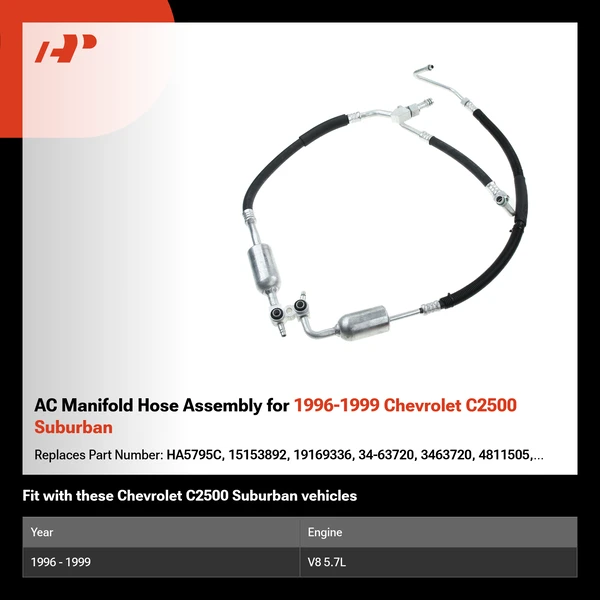 AC Manifold Hose Assembly for 1996-1999 Chevrolet C2500 Suburban