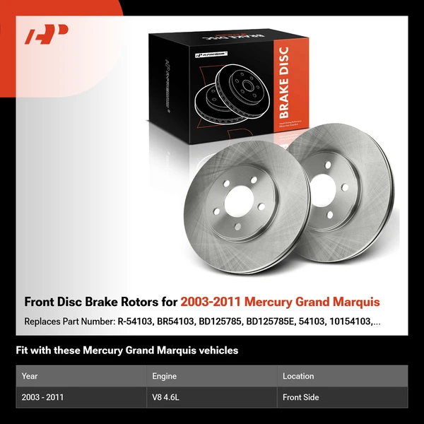Front Disc Brake Rotors for 2003-2011 Mercury Grand Marquis