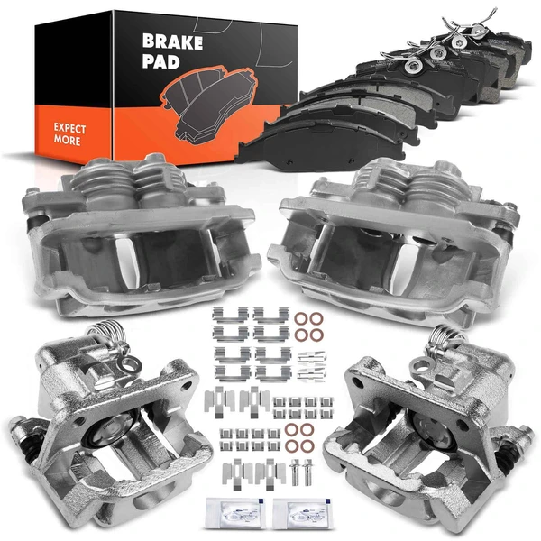 12-PC Brake Caliper + Brake Pad, Front & Rear, 2-Piston, A-Premium APBC3589
