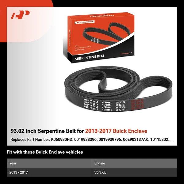 93.02 Inch Serpentine Belt for 2013-2017 Buick Enclave