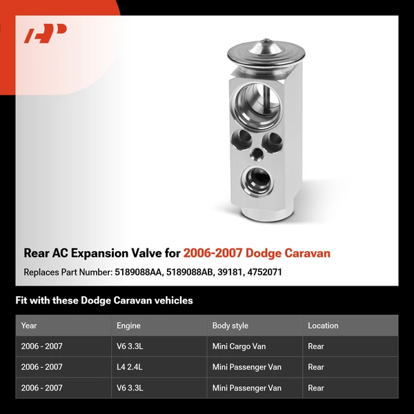 Rear AC Expansion Valve for 2006-2007 Dodge Caravan