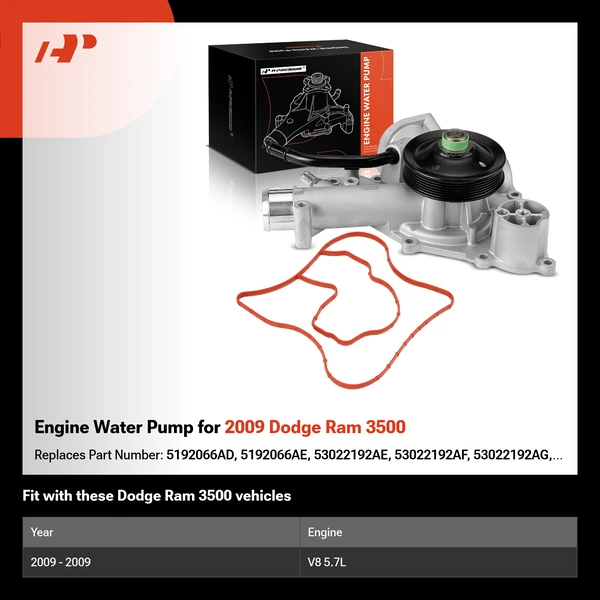 Engine Water Pump for 2009 Dodge Ram 3500