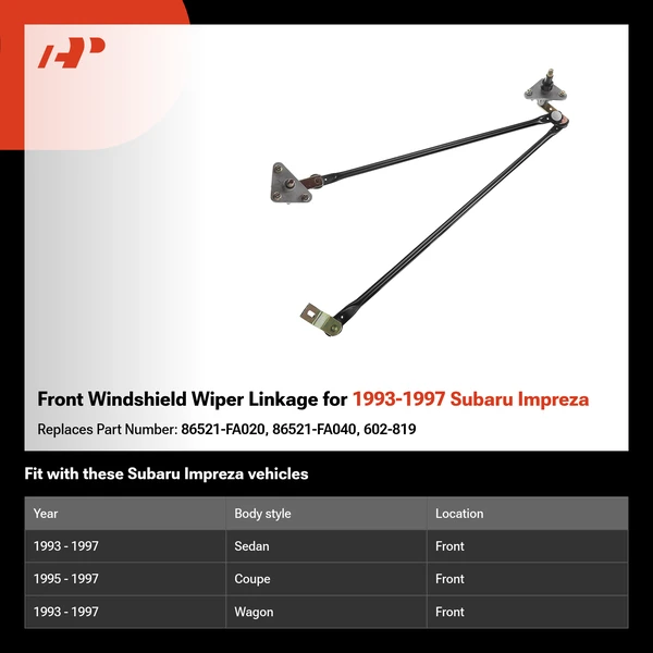 Front Windshield Wiper Linkage for 1993-1997 Subaru Impreza