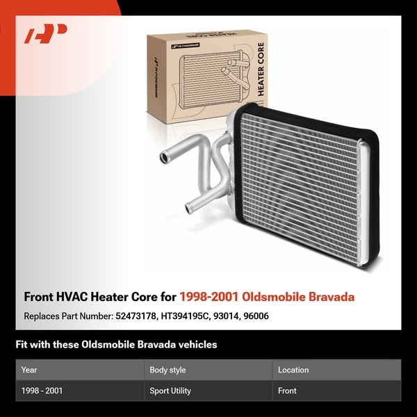 Front HVAC Heater Core for 1998-2001 Oldsmobile Bravada