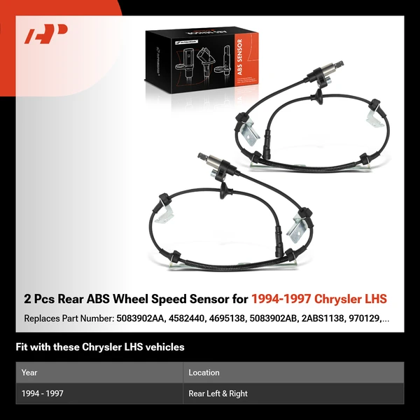 2 Pcs Rear ABS Wheel Speed Sensor for 1994-1997 Chrysler LHS