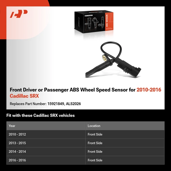 Front Driver or Passenger ABS Wheel Speed Sensor for 2010-2016 Cadillac SRX