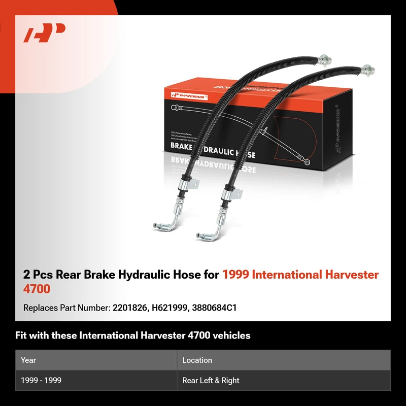 2 Pcs Rear Brake Hydraulic Hose for 1999 International Harvester 4700