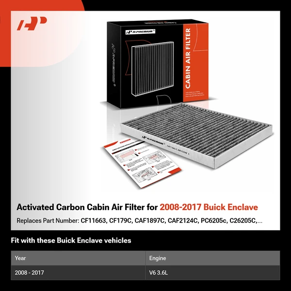 Activated Carbon Cabin Air Filter for 2008-2017 Buick Enclave