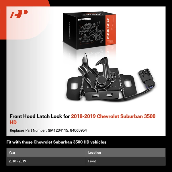 Front Hood Latch Lock for 2018-2019 Chevrolet Suburban 3500 HD