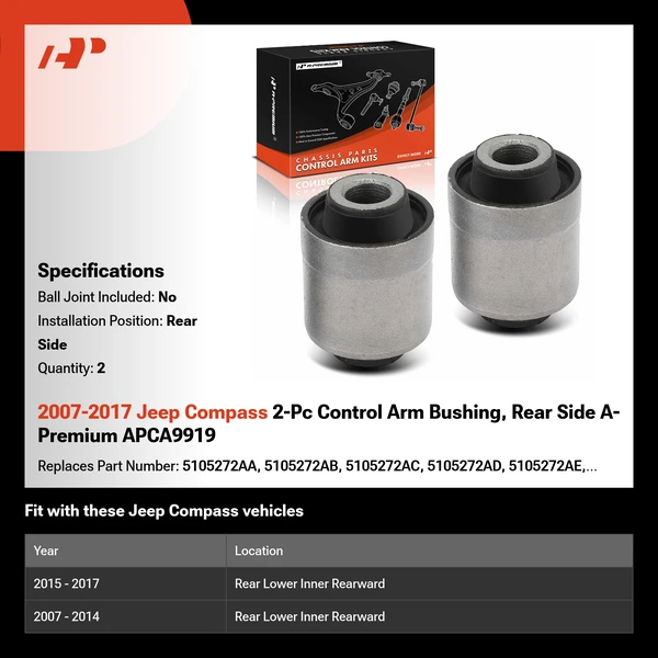 2007-2017 Jeep Compass 2-Pc Control Arm Bushing, Rear Side A-Premium APCA9919