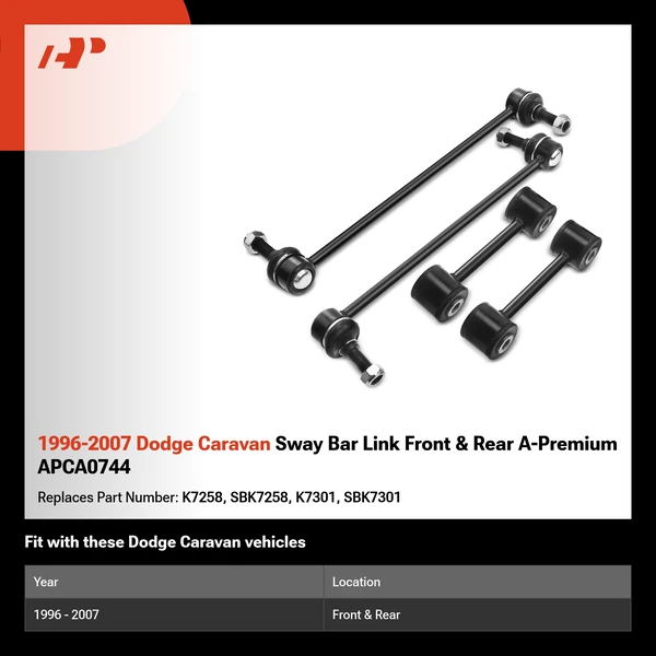 1996-2007 Dodge Caravan Sway Bar Link Front & Rear A-Premium APCA0744
