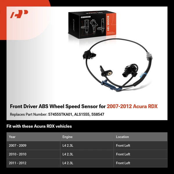 Front Driver ABS Wheel Speed Sensor for 2007-2012 Acura RDX