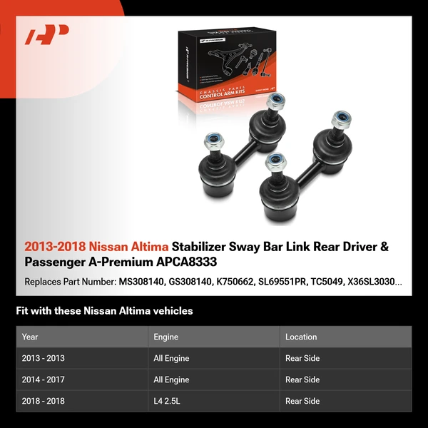 2013-2018 Nissan Altima Stabilizer Sway Bar Link Rear Driver & Passenger A-Premium APCA8333