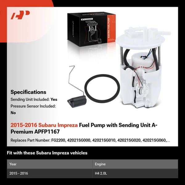 2015-2016 Subaru Impreza Fuel Pump with Sending Unit A-Premium APFP1167
