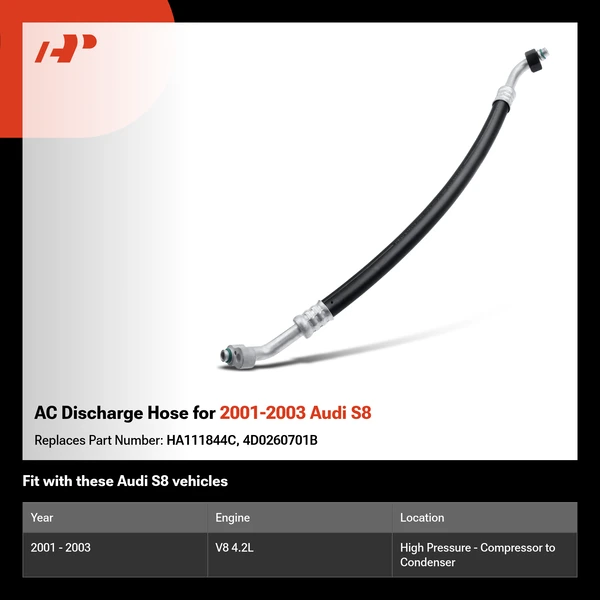 AC Discharge Hose for 2001-2003 Audi S8
