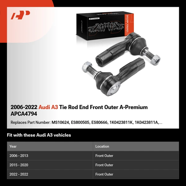 2006-2022 Audi A3 Tie Rod End Front Outer A-Premium APCA4794