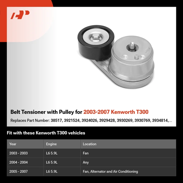 Belt Tensioner with Pulley for 2003-2007 Kenworth T300