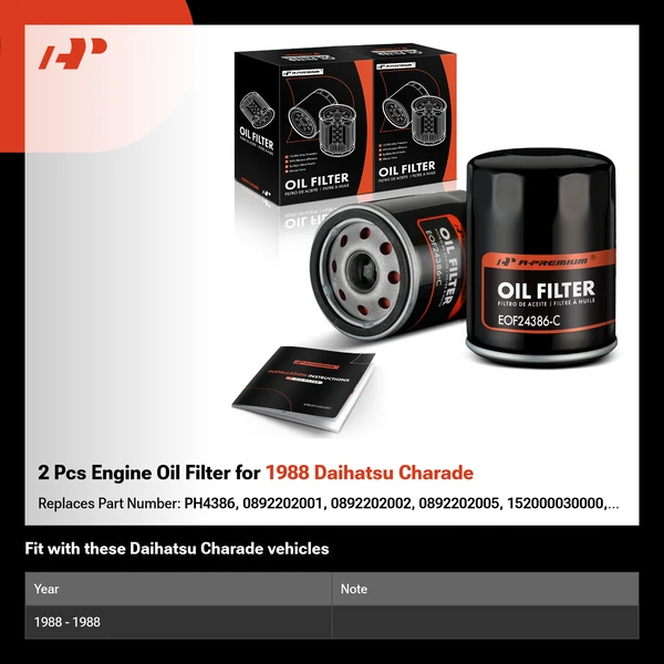 2 Pcs Engine Oil Filter for 1988 Daihatsu Charade