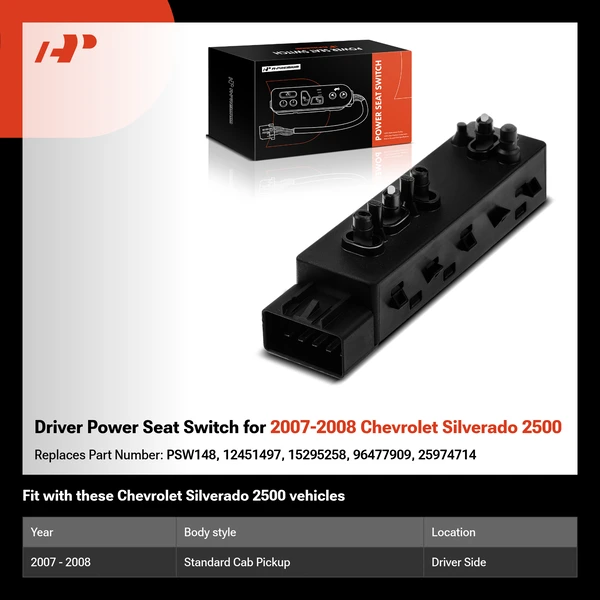 Driver Power Seat Switch for 2007-2008 Chevrolet Silverado 2500