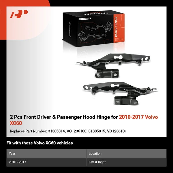 2 Pcs Front Driver & Passenger Hood Hinge for 2010-2017 Volvo XC60