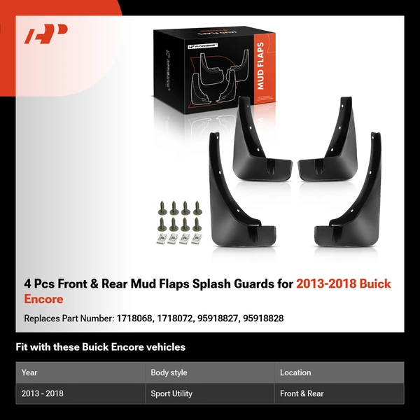 4 Pcs Front & Rear Mud Flaps Splash Guards for 2013-2018 Buick Encore