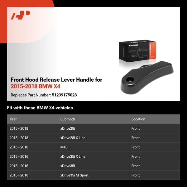 Front Hood Release Lever Handle for 2015-2018 BMW X4