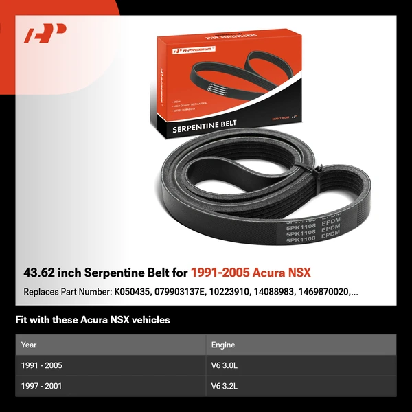 43.62 inch Serpentine Belt for 1991-2005 Acura NSX