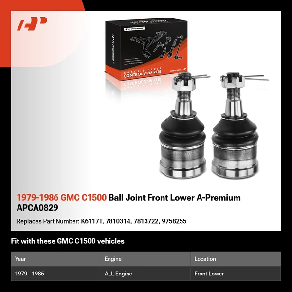 1979-1986 GMC C1500 Ball Joint Front Lower A-Premium APCA0829