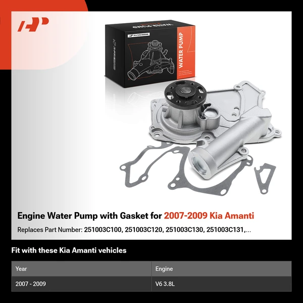 Engine Water Pump with Gasket for 2007-2009 Kia Amanti