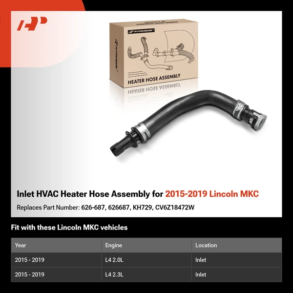 Inlet HVAC Heater Hose Assembly for 2015-2019 Lincoln MKC