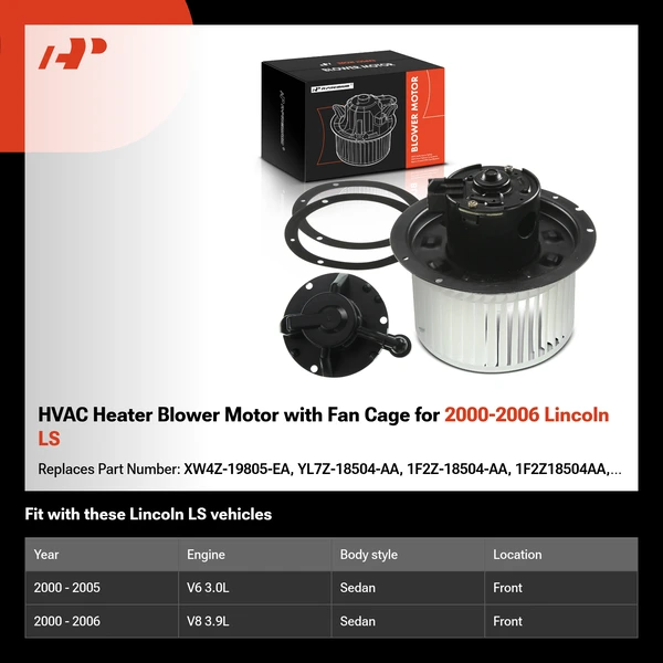 HVAC Heater Blower Motor with Fan Cage for 2000-2006 Lincoln LS