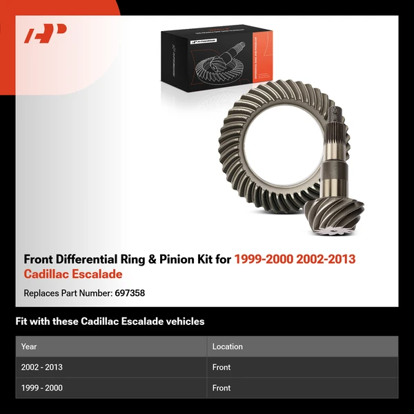 Front Differential Ring & Pinion Kit for 1999-2000 2002-2013 Cadillac Escalade