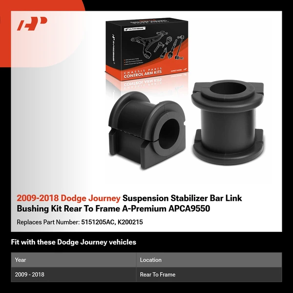 2009-2018 Dodge Journey Suspension Stabilizer Bar Link Bushing Kit Rear To Frame A-Premium APCA9550