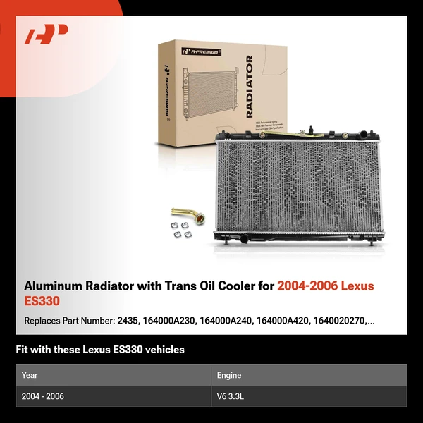 Aluminum Radiator with Trans Oil Cooler for 2004-2006 Lexus ES330